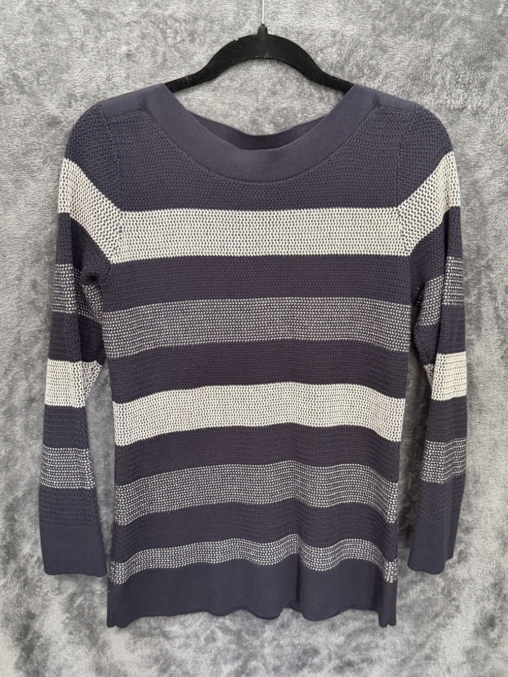 Market & Spruce Navy and Cream Striped Crew Neck Sweater